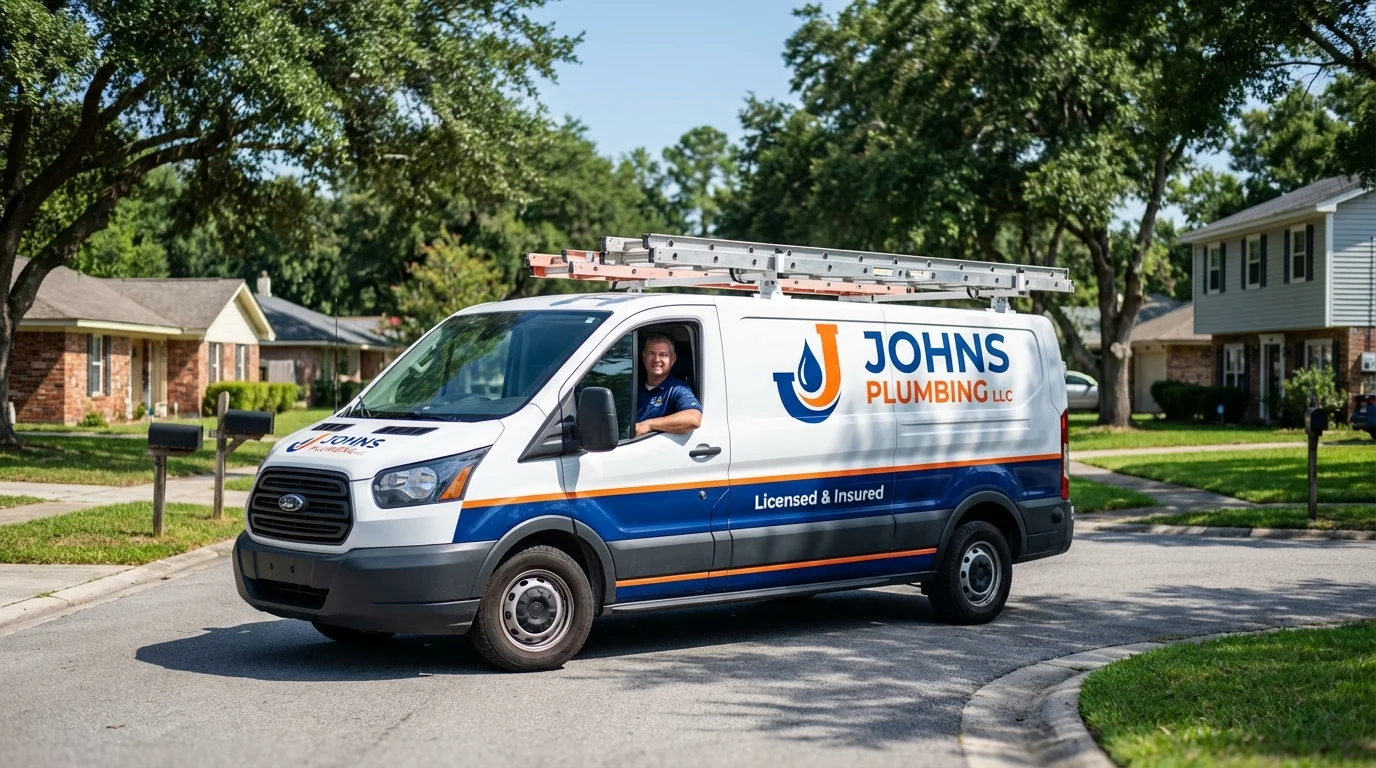 Johns Plumbing LLC service van in Rockford, AL