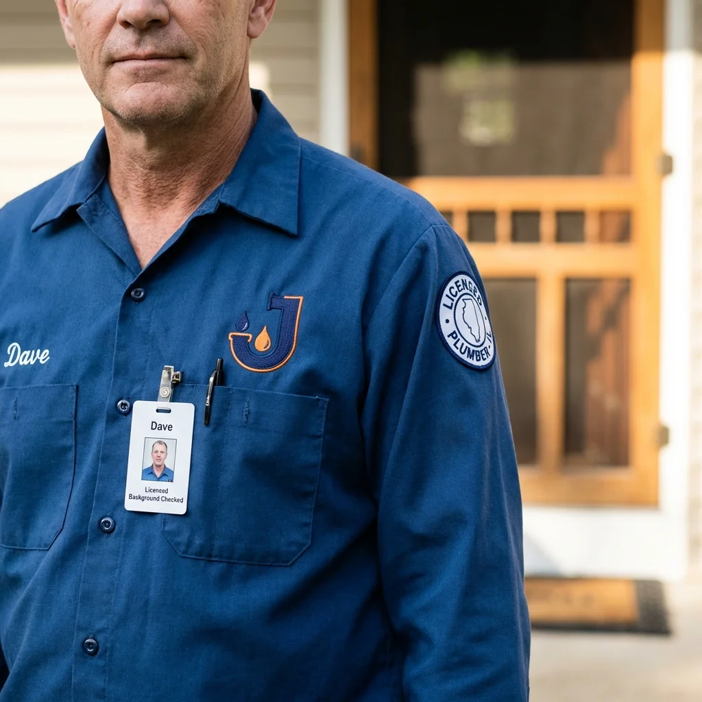 Licensed plumber showing ID badge in Rockford, AL