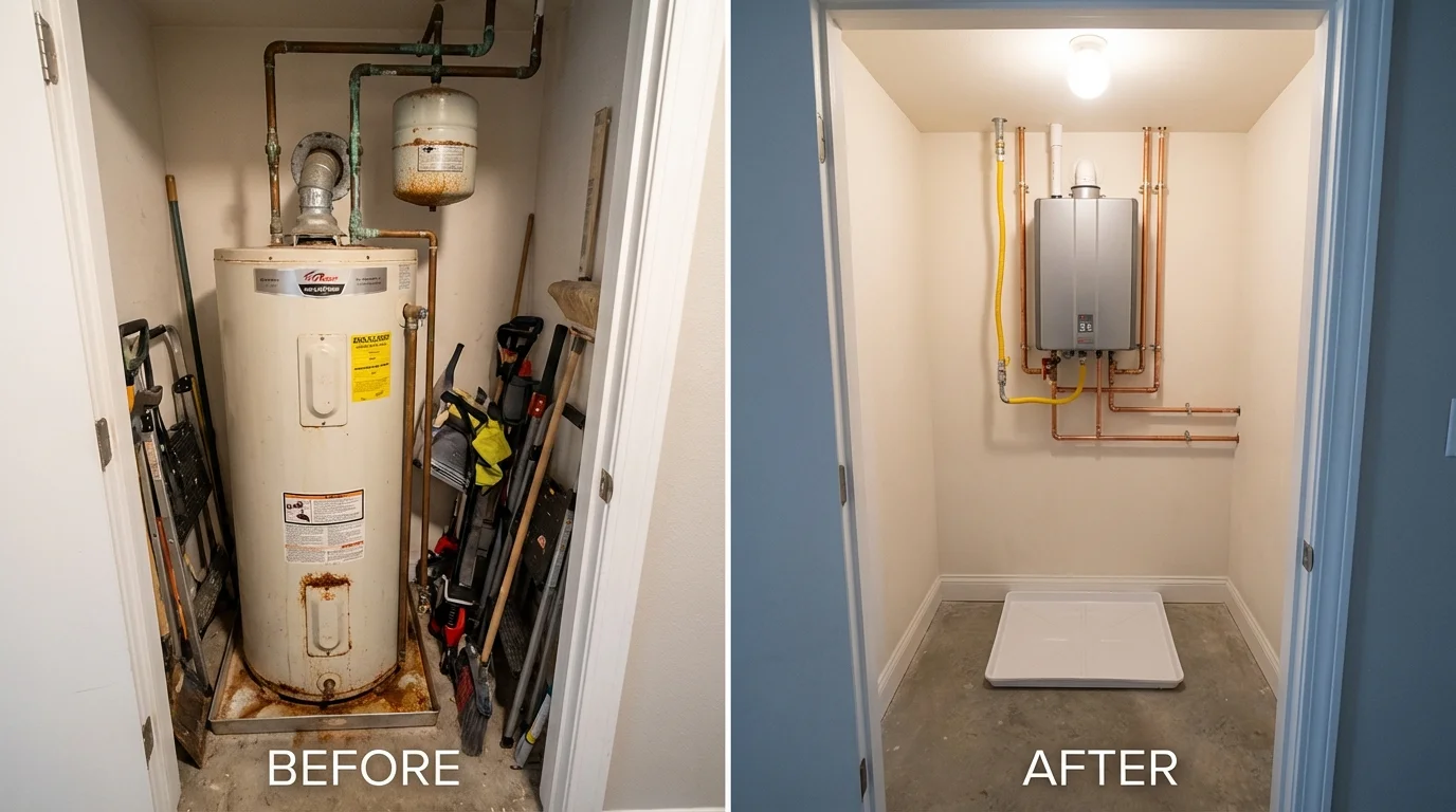 Tank water heater versus wall-mounted tankless unit comparison for Rockford, AL homeowners